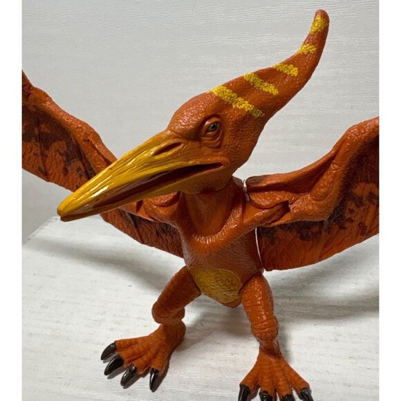 Kid Galaxy Posable Dinosaur Pteranodon -Articulated Wings & Legs Orange & Yellow - Picture 2 of 9